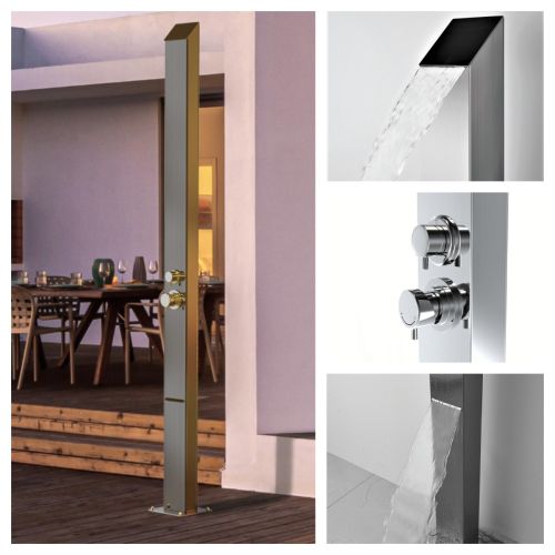 Toorak Silver 316L Marine Grade  Stainless Steel Outdoor Indoor Water Fall Pool Rinse-Off Shower 