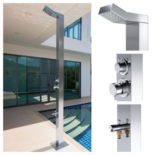 Bondi Silver 316L Marine Grade Stainless Steel Outdoor Indoor Pool Rinse-Off Shower