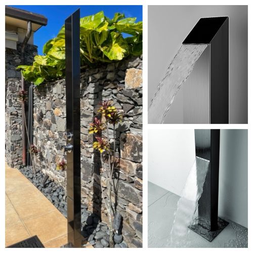Toorak Black 316L Stainless Steel Marine Grade  Outdoor Indoor Waterfall Pool Rinse-Off Shower