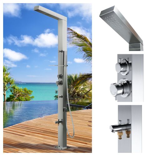 Reno Silver ADA 316L Marine Grade Stainless Steel Outdoor Rinse-Off Shower