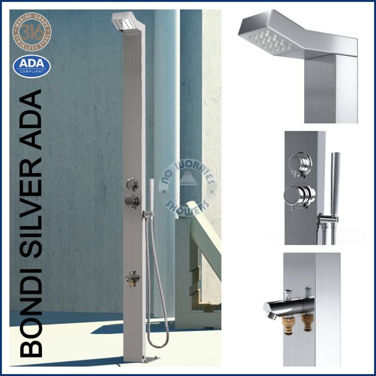 Bondi Silver ADA 316 Marine Grade Stainless Steel Outdoor Shower