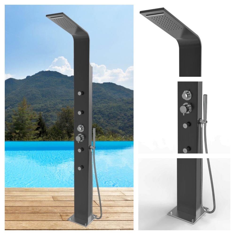 Brighton Black 316L Stainless Steel Marine Grade Outdoor Outside Pool Beach Rinse-Off Shower