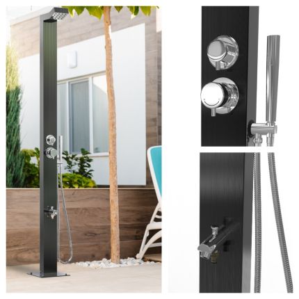  Bondi Black ADA 316L Marine Grade Stainless Steel Outdoor Pool ShowerTower Panel 