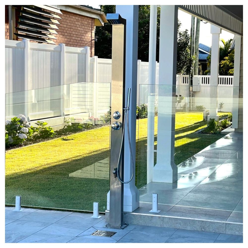 Bondi Silver ADA 316L Marine Grade Stainless Steel Outdoor Pool Shower Rinse-Off Shower