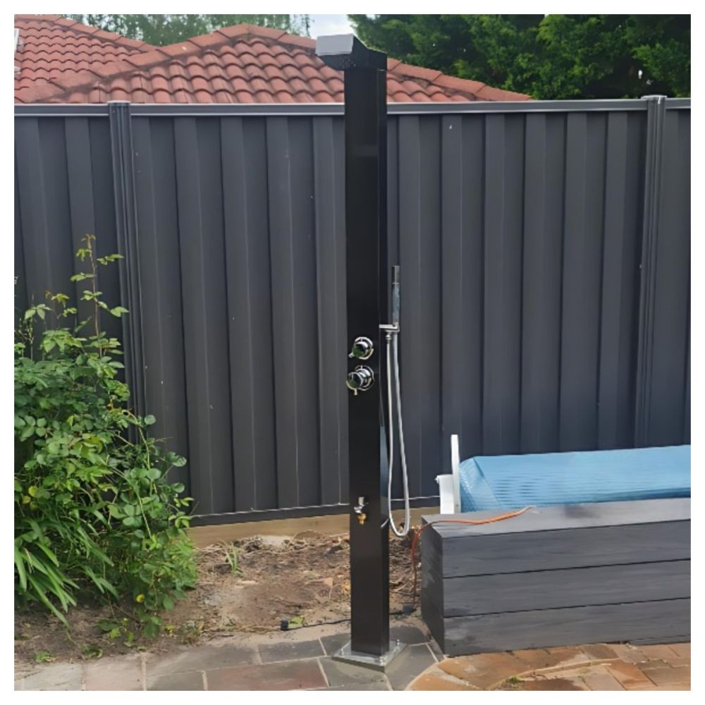 Bondi Black ADA 316L Marine Grade Stainless Steel Outdoor Pool ShowerTower Panel
