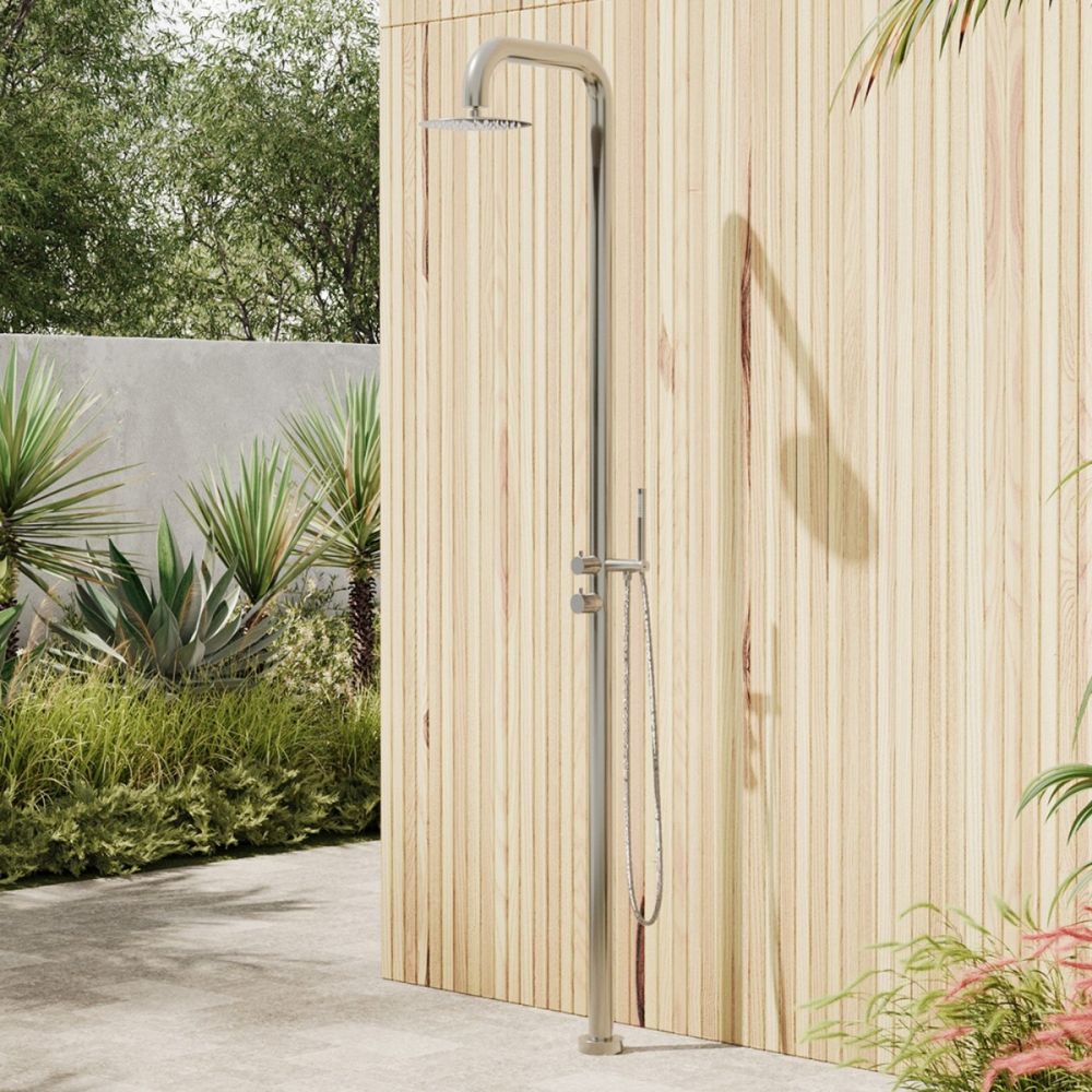 Lamez Silver 316L Stainless Steel Marine-Grade Outdoor Pool Shower – Brushed Nickel / Silver Finish Rinse-Off Shower With Hand Shower Wand/ DEAL OF THE WEEK
