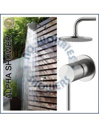 Alpha Outdoor 316 Stainless Steel Marine Grade Wall Mounted Shower Arm, Shower Head & a Hot and Cold Washer-less Mixer Shower Set