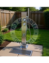 Rio Wash Station 316L Marine Stainless Steel with Garden Hose Nib, Hot & Cold Mixer & Hand Shower Wand