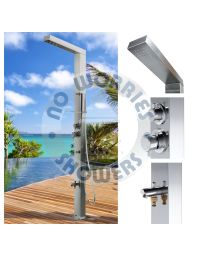 Reno Silver ADA 316L Marine Grade Stainless Steel Outdoor Shower Complete Shower System Tower Panel