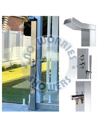 Bondi Silver ADA 316L Marine Grade Stainless Steel Outdoor Shower Complete Shower System Tower Panel