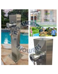  Silver Outdoor Foot Wash Station 316L Marine Grade Stainless Steel, with a Garden Hose Connection & Hot & Cold Mixer